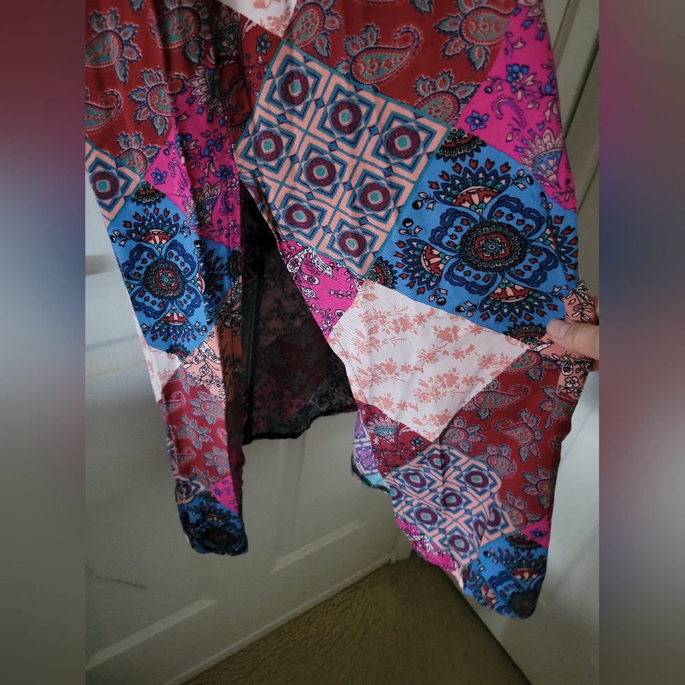 Haley Solar | NWOT Pretty Colorful Boho Chic Patchwork Midi Dress - Picture 8 of 14